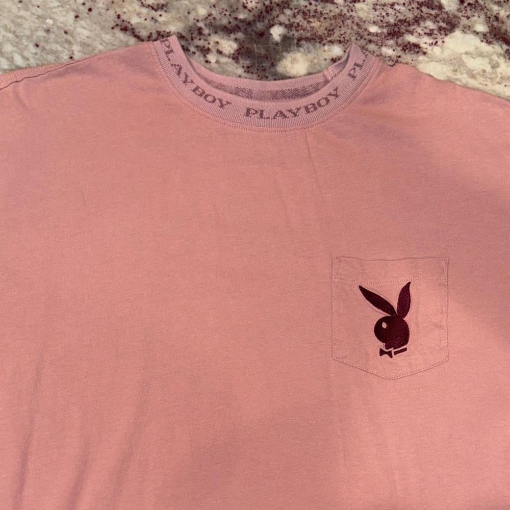 Playboy Salmon Pink Tee with Logo Detail